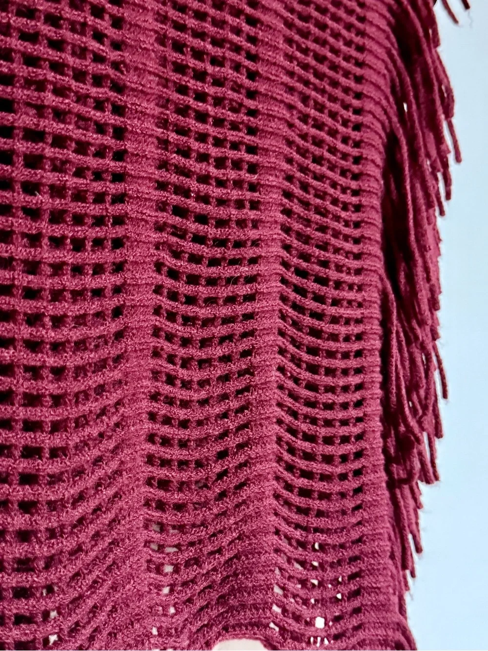 Nordstrom BP Burgundy Fringe Infinity Scarf | Boho Festival Knit Circle Scarf